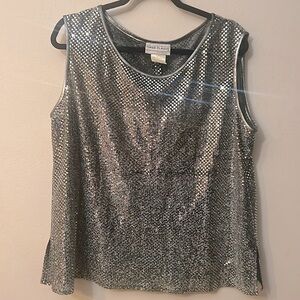 Vintage Three Flaggs sleeves top silver party size L tank top Y2K disco